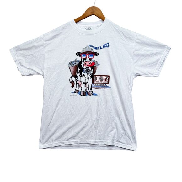 1990’s Hershey’s Kisses Chocolate World R. Wetzel Cow Graphic Men’s T Shirt L - Picture 1 of 4